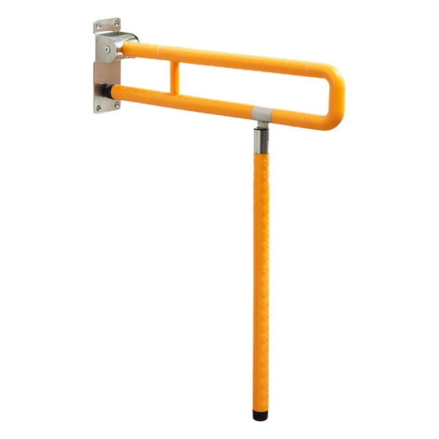 Mango de asiento del inodoro plegable marco de inodoro a prueba de óxido estable estable barra discapacitada barra de brazo de la barra hacia arriba Amarillo