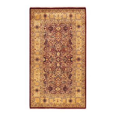 Hand-Knotted Wool Oriental Traditional Red Area Rug 3' 2" x 5' 7"