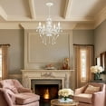 thumbnail image 5 of Small White Crystal Chandelier, 5-Light Glass Ceiling Light Fixture, E12 Base, Adjustable Chain, for Bedroom , Dining Room, 5 of 8