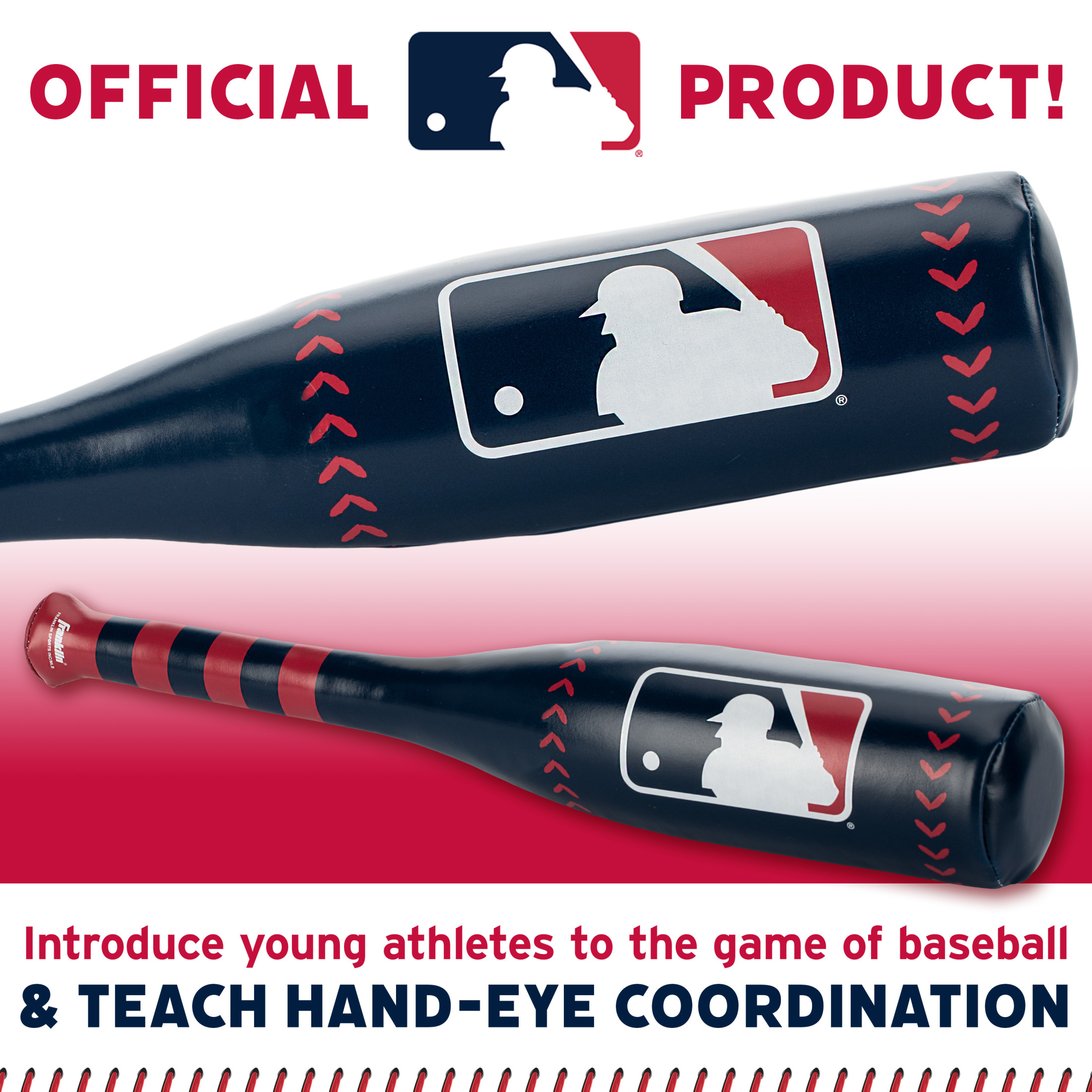Franklin Sports MLB 21" Soft Sport Bat & Ball - Blue  - Lightweight Kids Bat + Ball Set - Soft PVC Cover