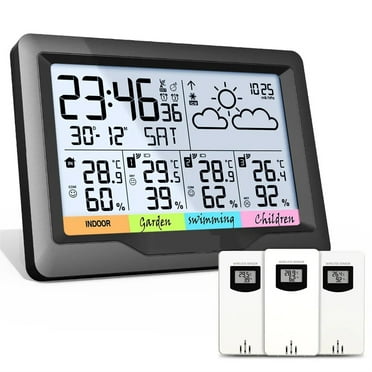 Weather Station Wireless Digital Indoor Outdoor Forecast With 3 Sensors Hygrometer Humidity Temperature