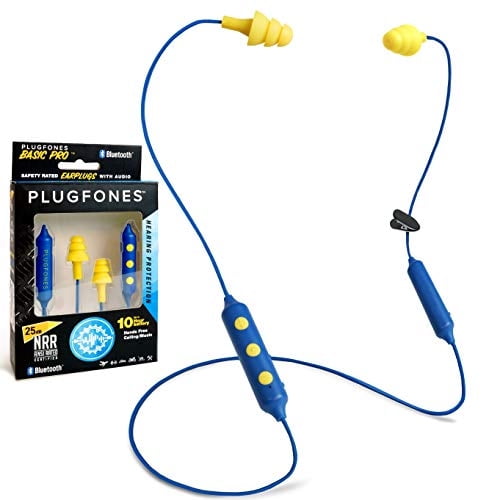 Auriculares Inalámbricos Plugfones Pro Reducción de Ruido Micrófono Aislante Azul Amarillo