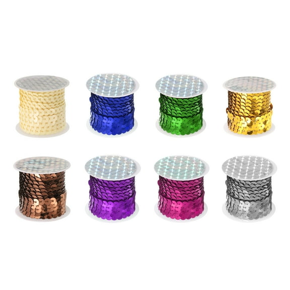 Uxcell 8 Roll 40 Yards Flat Sequin Strip 6mm Sequins Trim for Crafts DIY Sewing 8 Colors