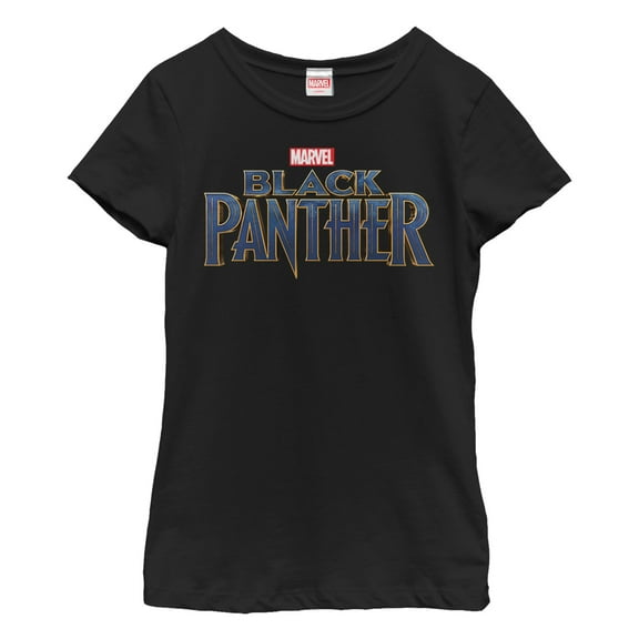 Girl's Marvel Black Panther 2018 Text Logo  Graphic Tee Black X Large