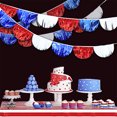 thumbnail image 4 of Banner de guirnalda de flecos rojos, blancos y azules | Tapiz de pared de plástico patriótico | Decoración de colores de la bandera americana | 98 pulgadas de largo | Decoración de fiestas en, 4 of 6