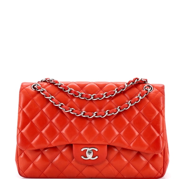 Pre-Owned Classic Double Flap Bag Quilted Lambskin Jumbo By Rebag