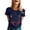 Navy, variant on Women's Vintage Patriotic T-Shirt, 250 Years of Freedom Firework Pattern Tee, Ornate Border Print Tops for 4th of July Celebrations