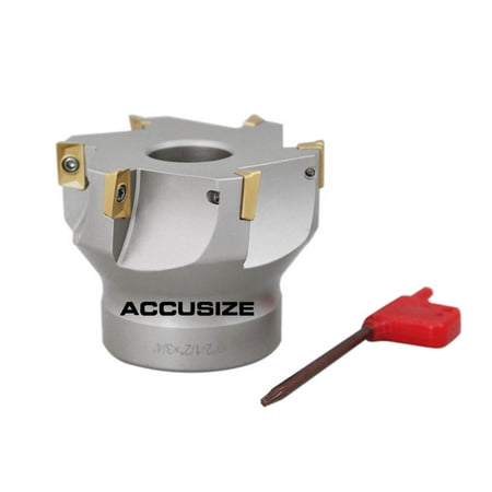 

Accusize 2-1/2 by 3/4 90 Deg Square Shoulder Indexable Face Mill with Apkt1604 Insert 4508-0016