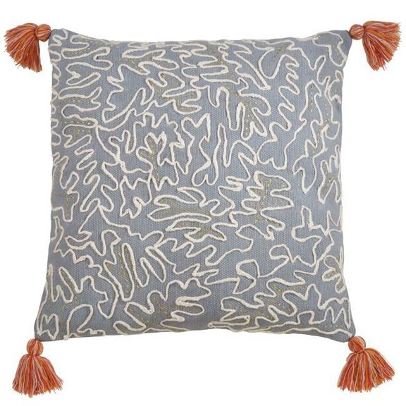 Saro Lifestyle 3019.DE22SD 22 in. Tasseled Doodle Down Filled Pillow