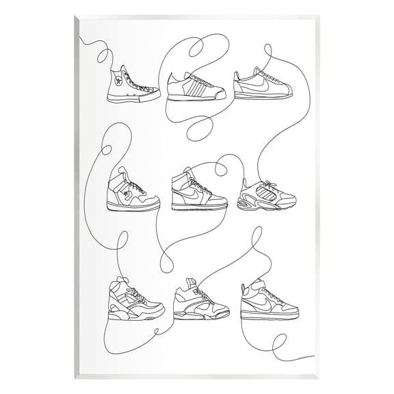 Stupell Industries Line Doodle Sneakers Beauty & Fashion Painting Unframed Art Print Wall Art, 10 x 15