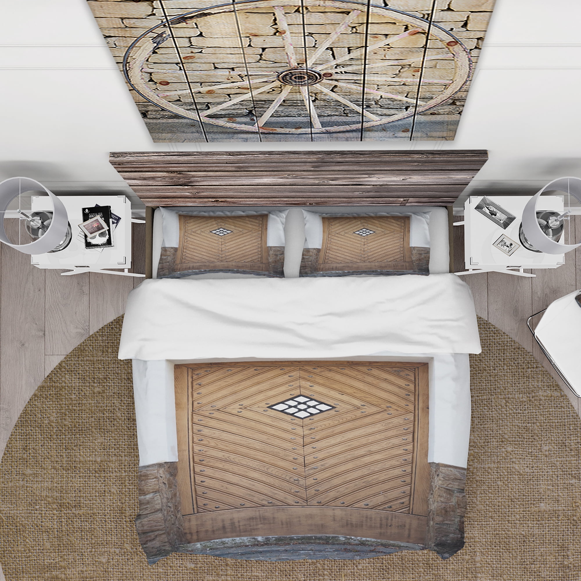 Designart 'Ancient Woor With Diamond Window' Vintage Duvet Cover Set
