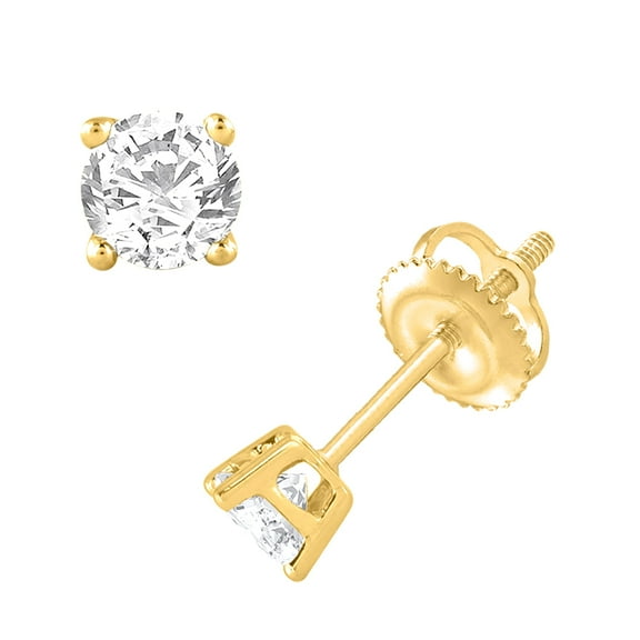 0.56 Carat Ladies Diamond Stud Earrings in 14K Gold (Screw Back)