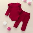 thumbnail image 2 of Seyurigaoka Baby Trousers Suit Solid Pit Strip Full Ruffled Jumpsuit Bow, 2 of 7