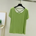 thumbnail image 2 of Women's Short/Long Sleeve V Neck Criss Cross T-Shirt Tops, 2 of 9