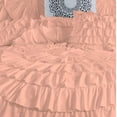 thumbnail image 3 of D.N.G. BEDDINGS 100% Egyptian Cotton 5 Piece Circle Ruffle Comforter Set with 1 Freebie Ruffle Pillow | 550 GSM Filled Microfiber - Oversized Super King Size, Peach Color - 800 Thread Count, 3 of 5