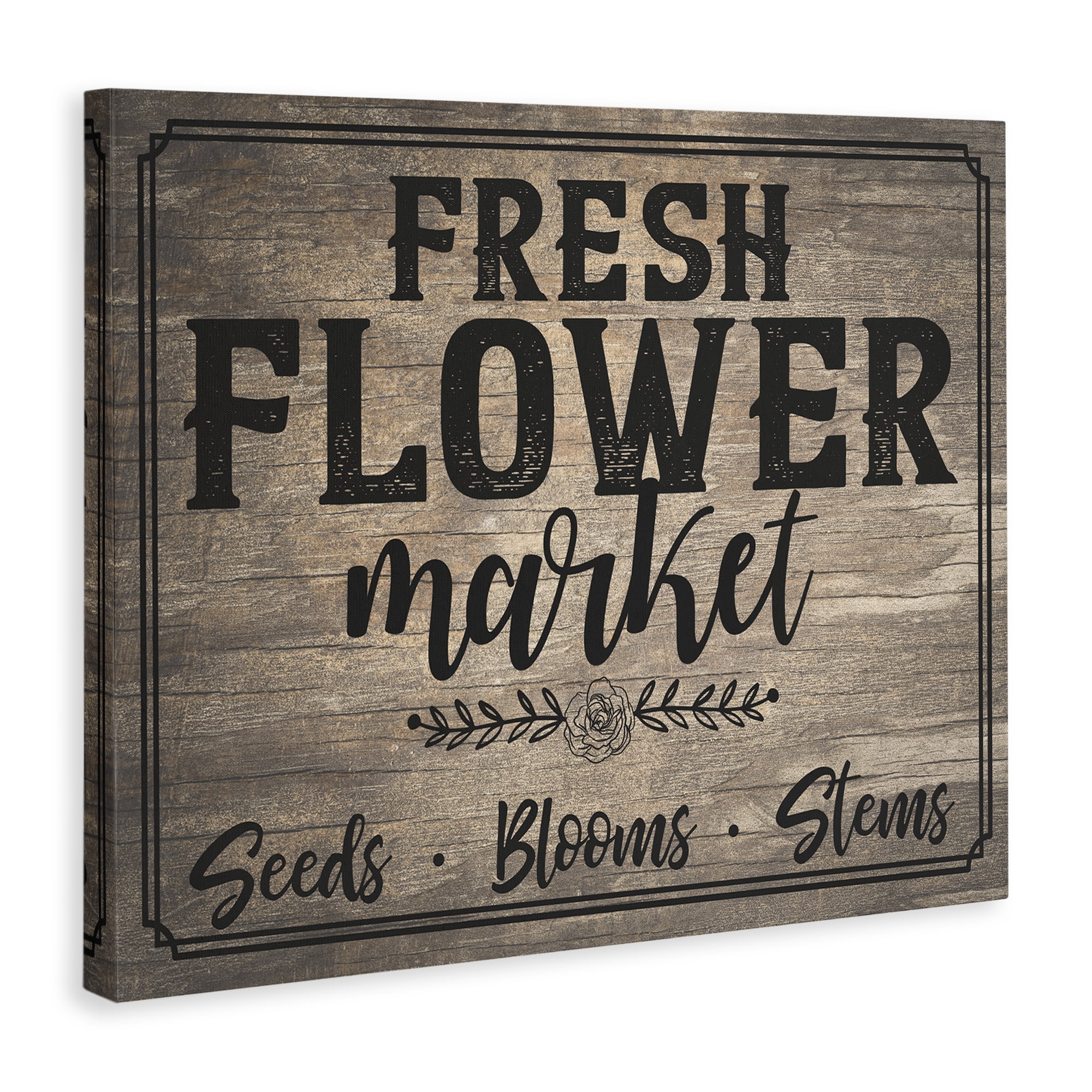 Stupell Industries Rustic Flower Market Text & Numbers Painting Wrapped Canvas Art Print Wall Art, 30 x 24