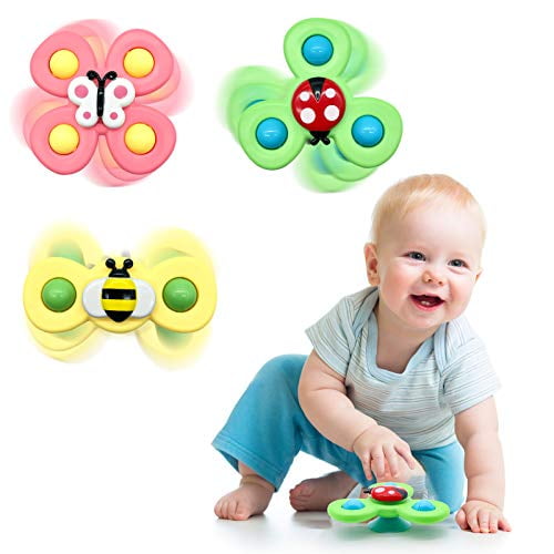 3 Pcs Suction Cup Spinning Top Toy Baby Sucker Spinning Toy Bath Toy for Baby