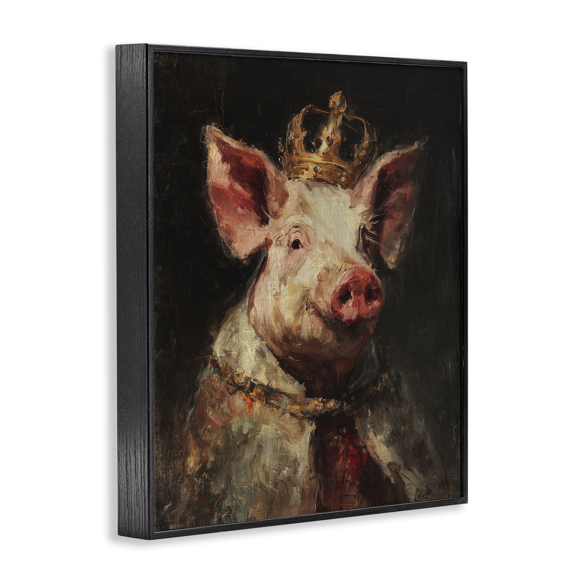 Stupell Industries Royal Swine Portrait Black Framed Giclee Art, design by Svetlana Aleynikova