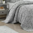 thumbnail image 3 of Mainstays King Quilt in Light Grey with Stitched Botanical Floral Design, Lightweight and Reversible Bedding, 3 of 9