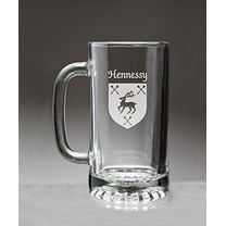 Hennessy Irish Coat of Arms Glass Beer Mug (Sand Etched)