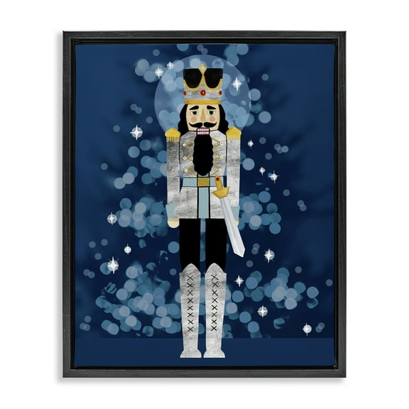Stupell Industries Seasonal Modern Nutcracker Holiday Painting Black Floater Framed Art Print Wall Art, 17 x 21