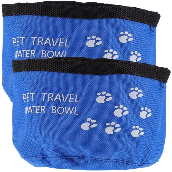WHAMVOX 2Ud Bowl Para Perro De Tela Oxford Azul Plegable Y Portátil Para Viaje