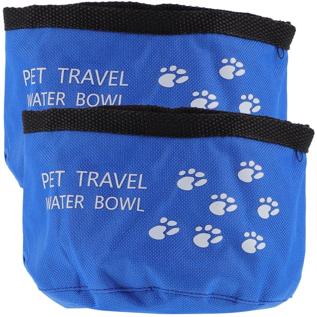 WHAMVOX 2Ud Bowl Para Perro De Tela Oxford Azul Plegable Y Portátil Para Viaje