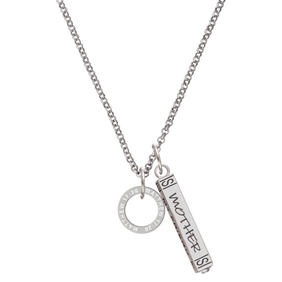 Delight Jewelry Silvertone Matthew 17:20 Eternity Ring Silvertone Mother Daughter Bar Charm Necklace, 23"