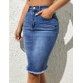 thumbnail image 6 of HLSOHJP Summer New High Elastic Raw Edge Slim Denim Skirt for Women Fashion Skinny Jeans Hip Cover Skirt Casual Ladies Clothing, 6 of 6