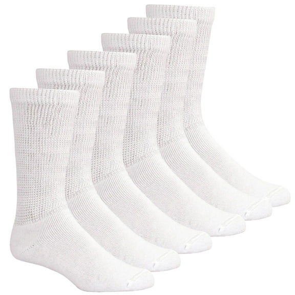 TZ Promise Men Women Diabetic Crew Socks White -Pack of 12 Pairs,Breathable Cotton,Loose Fitting Design, Comfortable,Non Binding Top,Size 13-15
