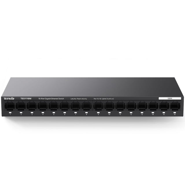 Conmutador Gigabit Tenda TEG1116M Ethernet no administrado de 16 puertos