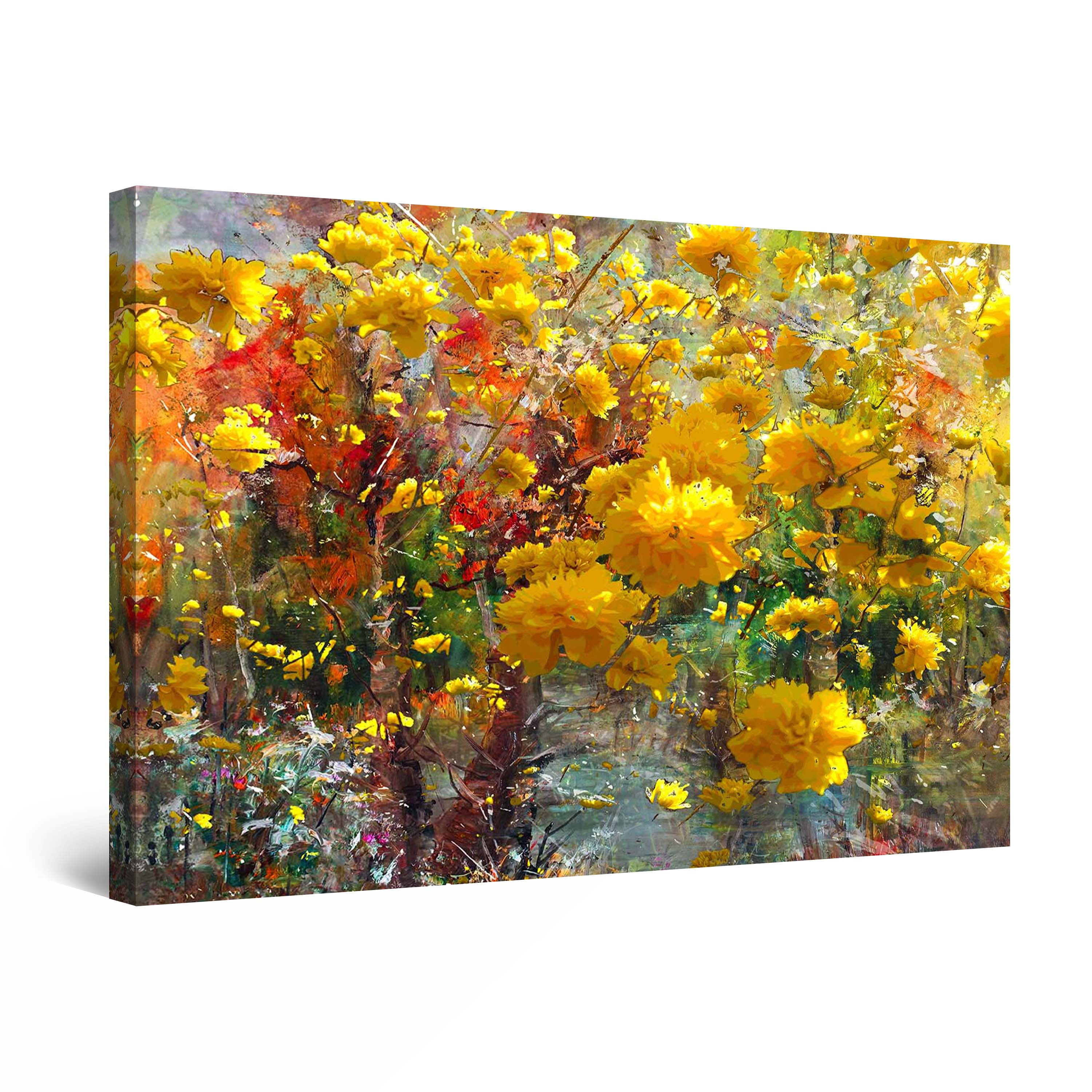 Startonight Canvas Wall Art Beautiful Yellow Flowers Painting Framed 32 ...