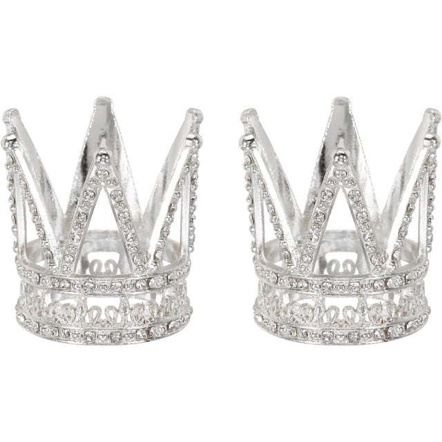 MECCANIXITY Crystal Ball Display Holder Crown Shaped Egg Stand Alloy Glass Ball Stand Display 1.6 Inch Silver Tone for Crystal Ball Display Decoration Pack of 2