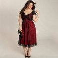 thumbnail image 1 of Vestido de talla grande para mujer, vestido de fiesta de noche con cuello en V de encaje floral Eccomum borgoña/XXXXL, 1 of 6