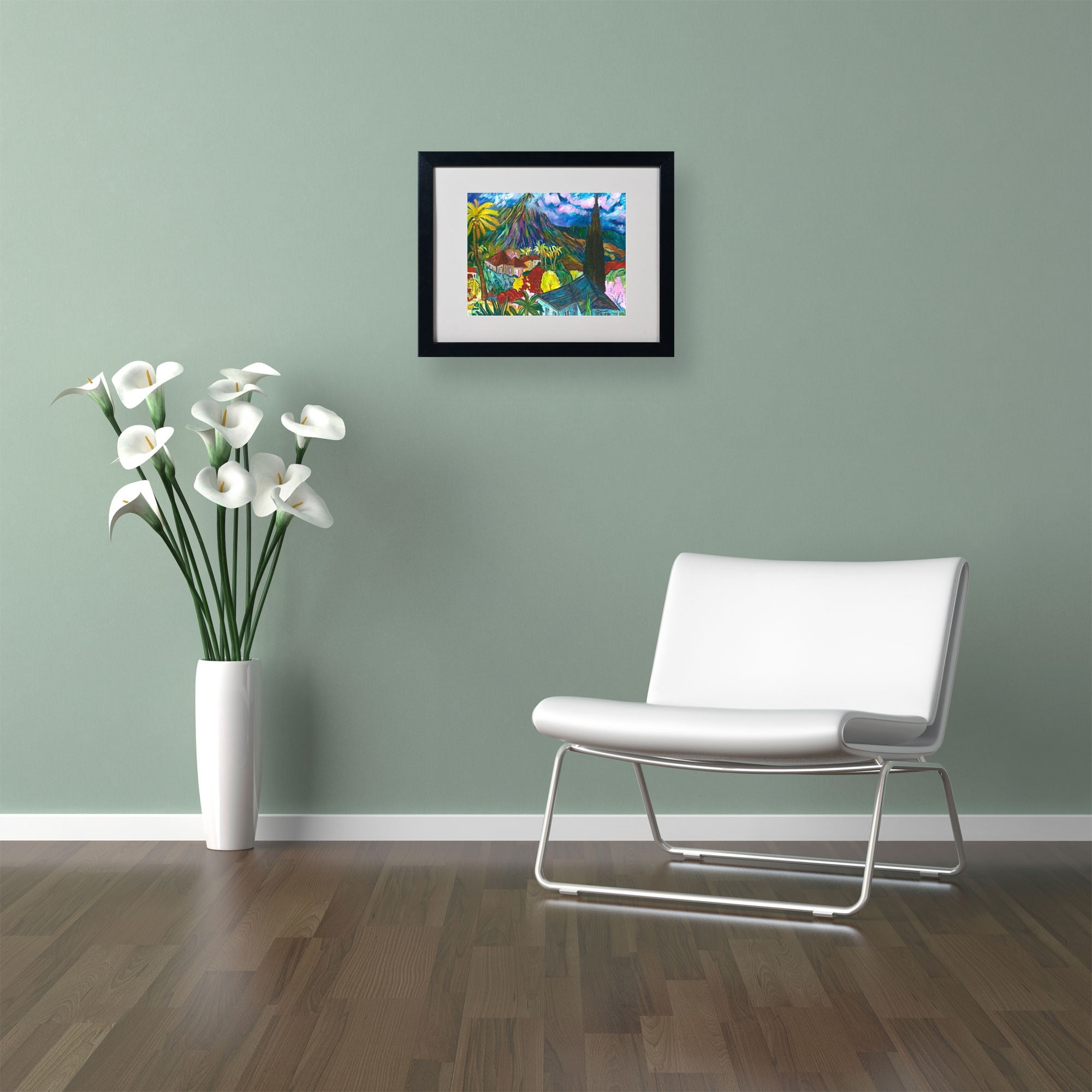 Trademark Fine Art "House by the Mountains" Canvas Art by Anonymous, Black Frame