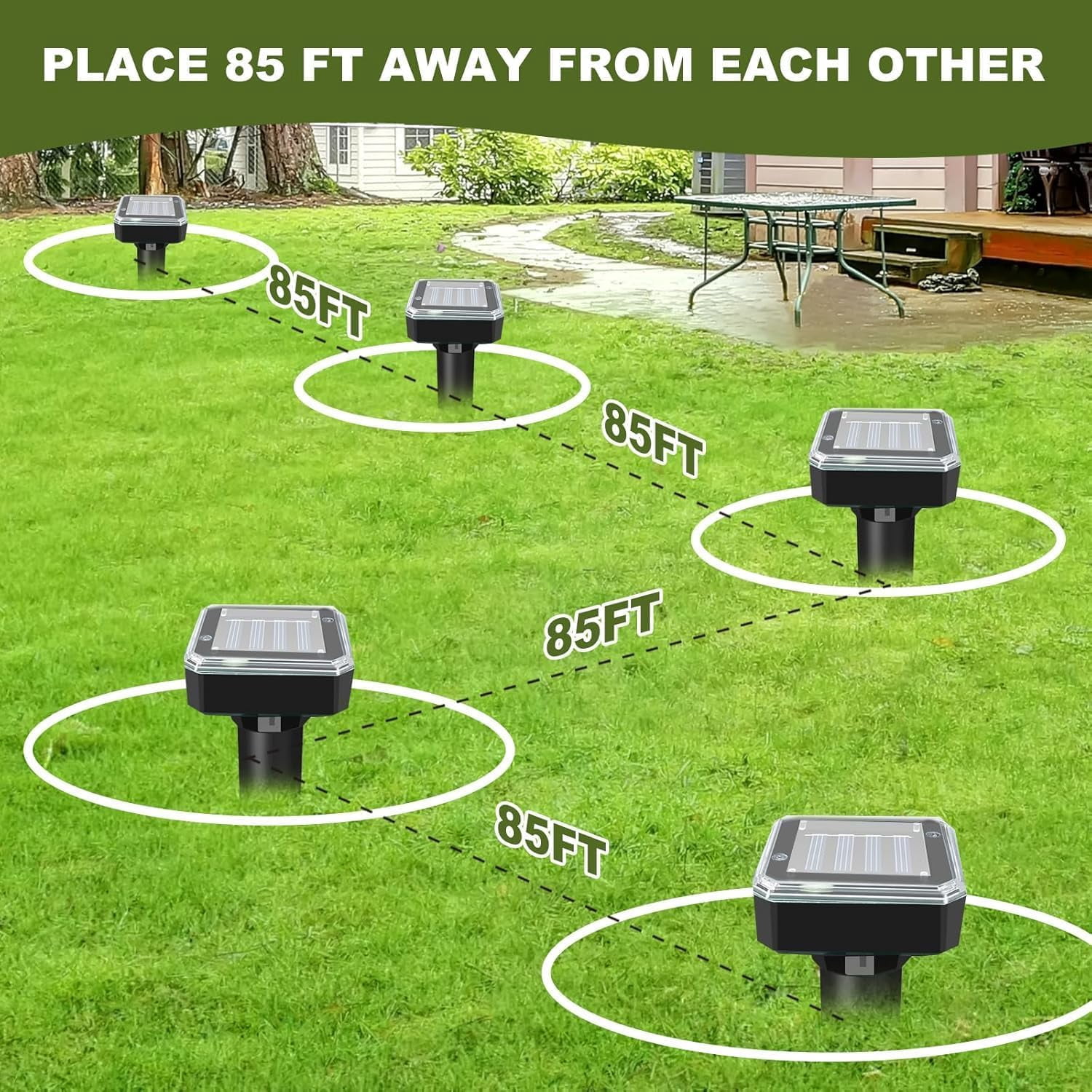 Ultrasonic Mole Repellent,Solar Powered Gopher Mole Repellent Stakes for Chipmunks,Snake,Gophers,Voles,Waterproof Sonic Moles Deterrent for Outdoor Garden,Home (4 Pack)