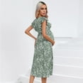 thumbnail image 4 of Yesfashion Women's Maternity Dress V Neck Ruffle Sleeve Wrap Summer Casual Floral Flowy Maxi Dress, 4 of 5