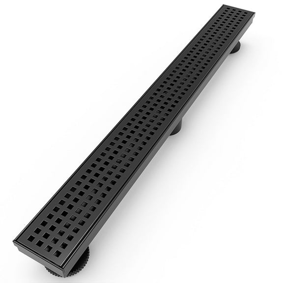 WEBANG 28 Inch Shower Linear Black Drain Rectangular Floor Drain with Accesso...