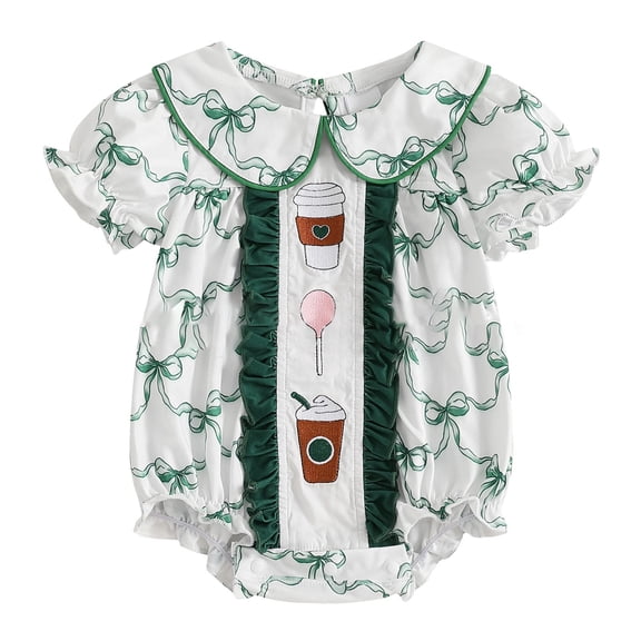 XXWXYD Kids Girl Romper Short Sleeve Bubble Jumpsuit Pleated Bodysuit Breathable Baby Clothes for Summer Photoshoot