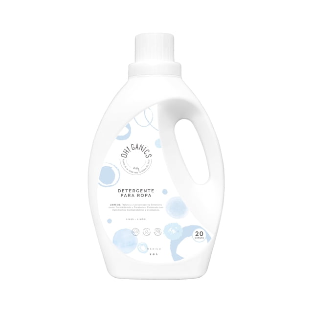 OH! GANICS Detergente para la Limpieza Profunda de la Ropa de tu Bebé Aroma Lilas Limón 2 L para pieles sensibles