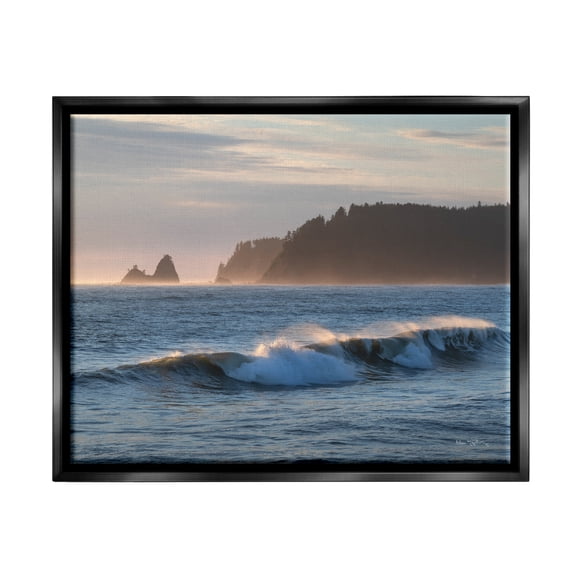 Stupell Industries Rolling Waves Photography Landscape Photography Black Floater Framed Canvas Art Print Wall Art, 21 x 17