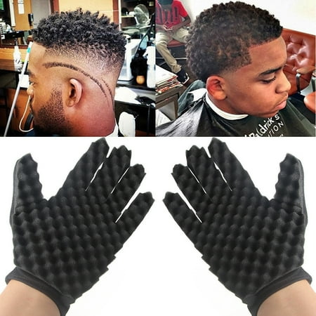 Industries Brush - 2PC Fashion Curls Coil Magic Tool Wave Barber Hair Brush Sponge Gloves
