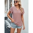 thumbnail image 5 of Womens Summer Blouses Ruffle Short Sleeve V Neck Shirts Casual Crochet Eyelet Tops, 5 of 6