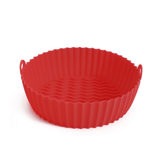facefd Panier de Friteuse à Air Chaud Cuisine Réutilisable Résistant à la Chaleur Moule à Gâteau Cuisson Gril Ondulé Lavable Poulet Frit Pizza Doublure de Friture Plateau Rouge