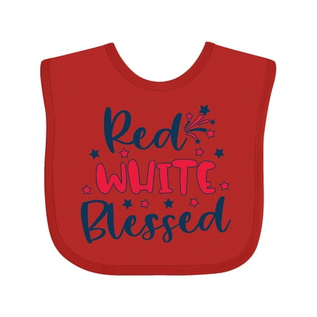 

Inktastic 4th of July Red White Blessed Fireworks Gift Baby Boy or Baby Girl Bib