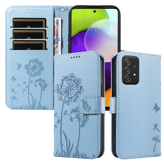 Wallet Case for Samsung Galaxy A52 5G, Card Holder and Kickstand, Shockproof and Scratch Resistant, Sky Blue