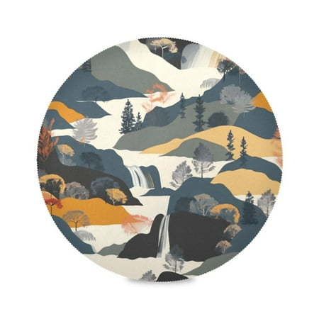 

Round Plate Mat 15.4x15.4 Inchesx6 Placemat Table Mat Kitchen Mat Coffee Mat Fabric Thick Strong Wear-Resistant Heat Resistance Mountains and Rivers