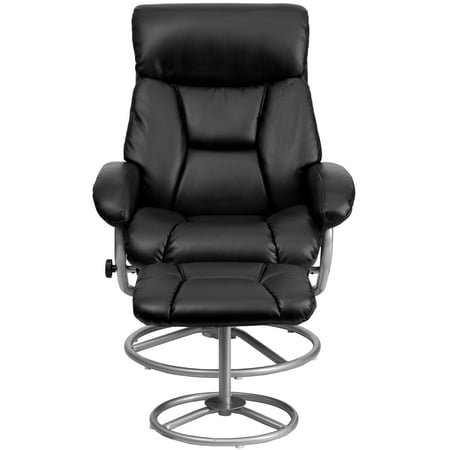 Contemporary Metal Furniture Flash Furniture Contemporary Leather Recliner and Ottoman with Metal Base, Multiple Colors ()