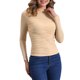 thumbnail image 4 of INSPIRAR CHIC Top de Malla para Mujer de Manga Larga Sólido con Cuello Alto Panel Transparente y Fruncido L Melocotones, 4 of 6