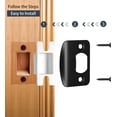 thumbnail image 6 of NOGIS Door Latch Strike Plate-Stainless Steel Door Lock Strike Plate Repair Kits-Standard Door Latch Restorer Reinforcement Plate with 3 Wood Dowel Strips for Home Door Frame Repair (Black), 6 of 7